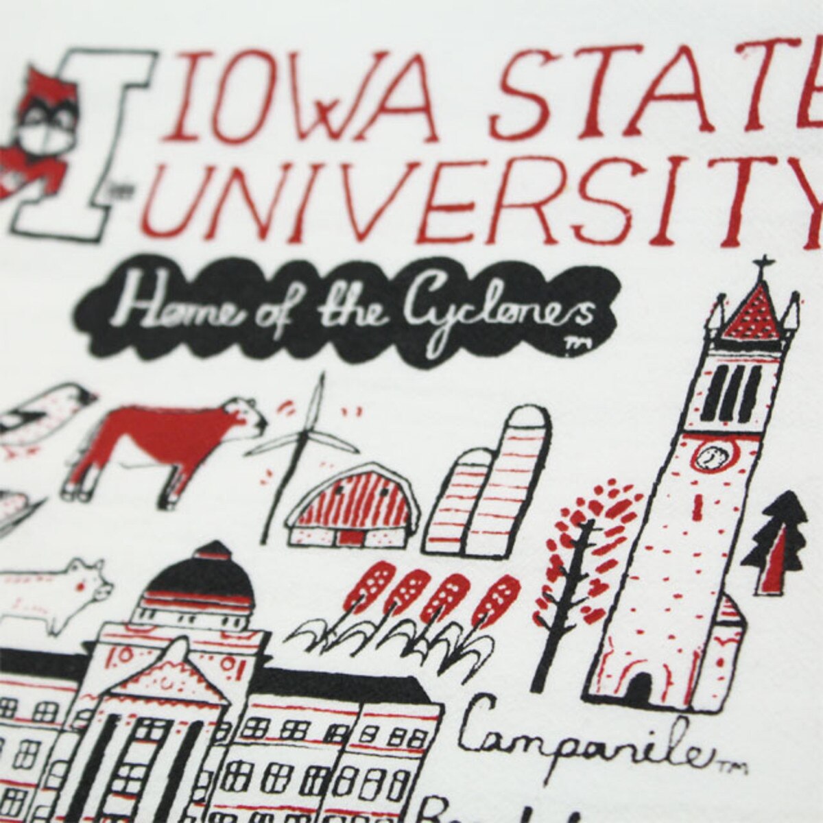 Julia Gash Illustrated Iowa State Kitchen Towel